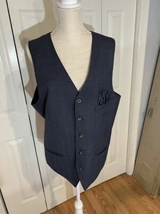 NEW Hart Shaffner Marx Size Large Blue 100% Wool Vest $125 - Picture 1 of 7