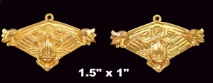 Embossed Scarab and Lotus /Egyptian Revival /Raw Brass Stampings/ one pair - Picture 1 of 1