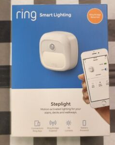 NEW RING Smart Lighting Steplight (White) Motion-Activated Smart Alarm, Battery