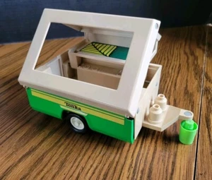 Vintage Tonka Pop Up Camper Trailer to Van Green Yellow Pressed Steel 1970’s USA - Picture 1 of 24
