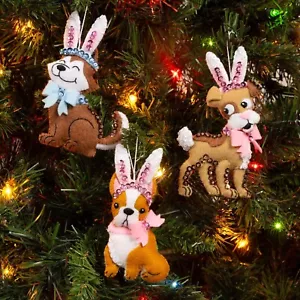 Bucilla Felt Ornaments Applique Kit Set Of 3-Bunny Puppies - Picture 1 of 4