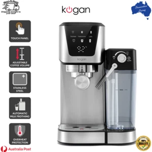 Kogan Espresso Coffee Machine with Milk Frother, Stainless steel, Coffee - Picture 1 of 11