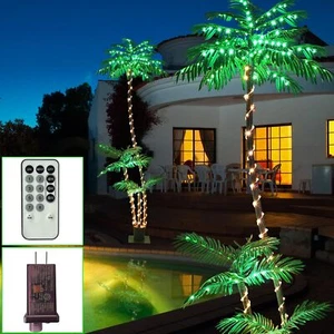 SOSHOT 7FT Lighted Artificial Palm Tree with Three Trunks and 260 LED Lights - I - Picture 1 of 6