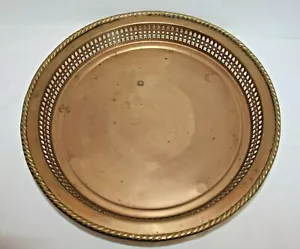 VTG SOLID BRASS 13" Round Serving Platter Tray 13" Handmade Pierced Renaissance - Picture 1 of 9