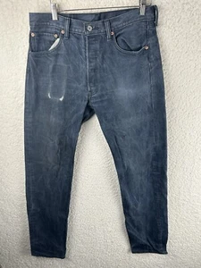Levis 501 Denim Blue Jeans 34x38 Made In USA Distressed - Bild 1 von 16