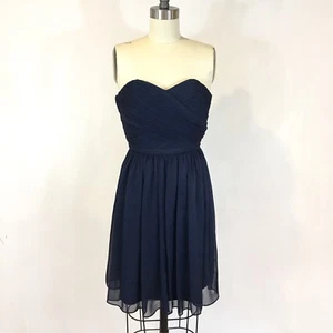 J Crew Factory NWT Sweetheart Chiffon Strapless Dress Navy Bridesmaid $148 Sz 00 - Picture 1 of 7