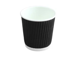 25 Doppelwand Kaffeebecher Coffee to go Becher 100ml schwarz geriffelt(PC4-23) - Bild 1 von 1