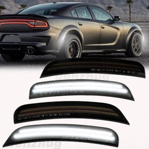 4pc LED Side Marker Light White For Dodge Charger 2015-23 Front&Rear Lamp Smoked - Picture 1 of 12