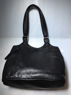 LEONELLO BORGHI Black Leather Tote Shoulder Bag Purse-Great Condition - Image 1 of 4