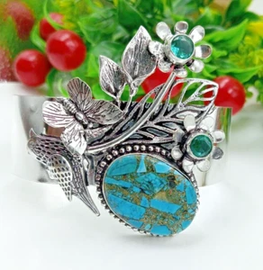 Bracciale con gioielli fatti a mano in argento sterling 925 con pietre prezio... - Foto 1 di 6