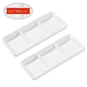 2pcs Porcelain Dipping Dish Porcelain Condiment Tray Appetizer Serving Tray - Picture 1 of 10