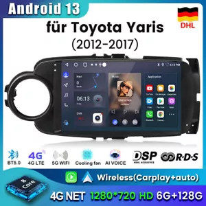 Für Toyota Yaris 2011-2018 Autoradio Android13 Carplay 6+128G 8-Kern 4G+GPS NAVI - Bild 1 von 19
