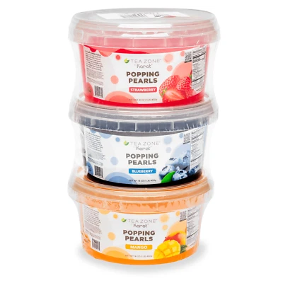 Tea Zone Popping Pearls Combo Pack (Strawberry, Mango, Blueberry) - Jar (1 lb) - Image 1 of 4
