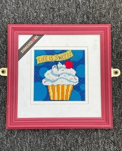FRAMED COMPLETED CROSS STITCH: LIFE IS SWEET: 24 x 24cm (SLIGHTLY DAMAGED) - Picture 1 of 1