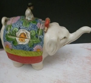 Japanese Antique Banko-yaki Tea Pot or Ornament Man on Elephant - Picture 1 of 5