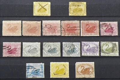 Western Australia Early Classic Swan Stamps Lot of 17 Used #20711 - Image 1 of 3