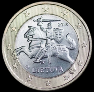 Lithuania LIETUVA - 1 € Euro coin 2015 ( circulated ). # 058 - Picture 1 of 3