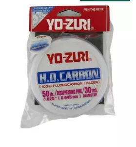 Yo-Zuri H.D. Fluorocarbono de carbono rosa desaparecido 50 lb 30 yardas - Imagen 1 de 3