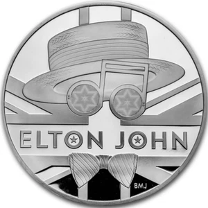 ELTON JOHN Music Legends 5 Oz Silver Coin 10 Pounds United Kingdom 2020 - Picture 1 of 6