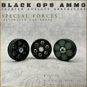 18x + 2 Special Forces BLACK OPS AMMO HDR 50 TR cal.50 Munition T4E Umarex