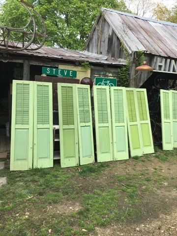 Vtg  1 Pair  Old  Wooden Door Shutters Architectural Salvage Screen 63in x 28in Cover
