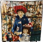 Pierre Augustus Renoir Two Sisters Art Hand Rolled 100% Silk Scarf Vintage