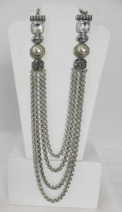 Collana dichiarazione San Giovanni catene multifilo cristalli perle mabe 32" - Foto 1 di 7