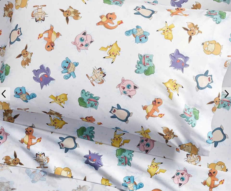 NWT POTTERY BARN KIDS POKEMON TWIN 100% ORGANIC COTTON SHEET SET - Image 1 of 1