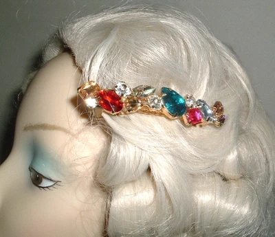 MULTI JEWELED GOLDTONE3.5" HAIR BARRETTE NWT - Image 1 of 4