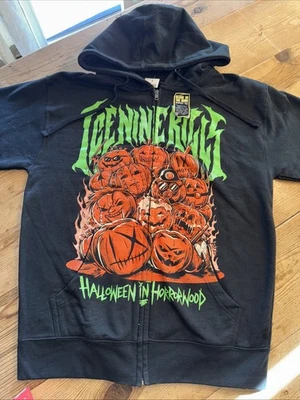 Moletom com capuz Ice Nine Kills zíper completo Halloween em madeira de terror brilho escuro MED - Imagem 1 de 4