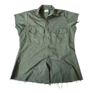 Camicia vintage anni 70 OG 507 cut off contro la guerra Nixon Draft Dodger fai la pace non la guerra - Foto 1 di 11
