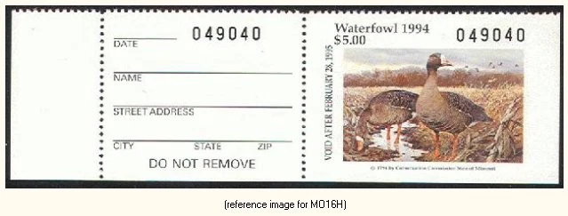 HALFPRICEDUCK Missouri Duck Stamp 1994 $5.00 w/left tab - Image 1 of 1