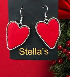 2" Rot Kunstleder Herz Piercing Ohrringe Haken NEU Modeschmuck - Bild 1 von 3