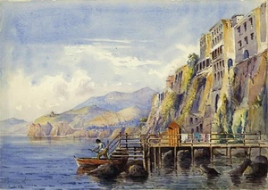 Arthur Herbert Hussey (1863-1923) Watercolour Painting Sorrento Italy 1904 - Picture 1 of 8
