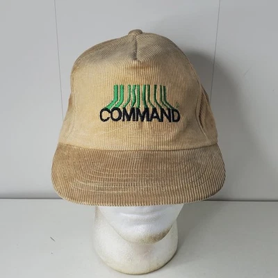 Command Herbicide Embroidered Logo Hat Men's Corduroy Beige Snapback Cap Vintage - Image 1 of 4
