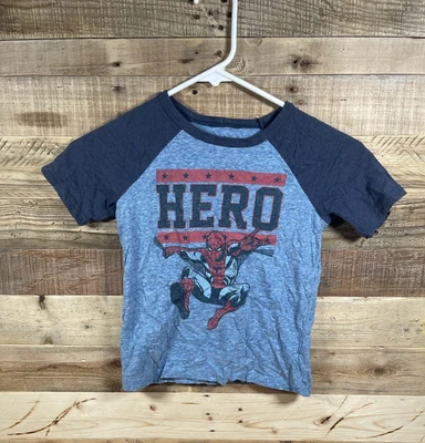 Marvel Spiderman HERO Boys (5) Heather Blue Tee Shirt Superhero Short Sleeve Top - Image 1 of 3
