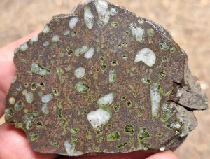 Epidote and Calcite In Basalt - Stone Slab - Michigan Copper Mines - Polished - Picture 1 of 6