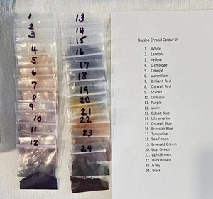 Brusho Kristalle von Colourcraft Musterset NUR 24 Stück zum VOR DEM KAUF AUSPROBIEREN - Bild 1 von 5