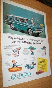 1961 Rambler Classic Cross Country Kombi großes Mag Car Werbung - Hockey Thema - Bild 1 von 1
