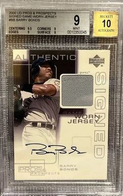 UD Pros & Prospects Barry Bonds 2000 parche automático Beckett 9 automático 10 juego usado #BB Foto 1 de 4