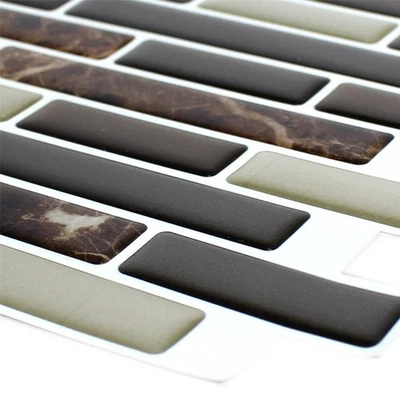 Mosaikfliesen Vinyl Braun Mix Selbstklebend 4er Pack Badezimmer Küche Wohnzimmer - Bild 1 von 4