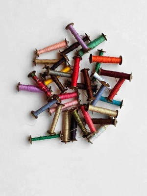 Antique Treadle Sewing Machine Brass End Thread Bobbin Spool Lot Of 11 - Image 1 of 3