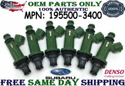 6 Sets Denso Genuine Flow Matched Fuel Injectors for 1996 Subaru Legacy 2.2L H4 - Изображение 1 из 3