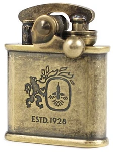 Encendedor de aceite de sílex de colibrí hecho en JAPÓN barril de latón diseño antiguo elegante raro - Imagen 1 de 5