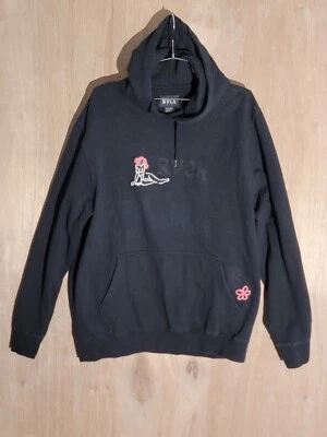 RVCA pullover hoodie sweater womens XL pocket long sleeve logo black - Image 1 of 4