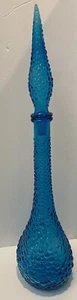 VINTAGE EMPOLI GENIE BOTTLE DECANTER GLASS MCM BLUE BUBBLE. With Stopper! - Picture 1 of 14