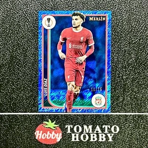 TOPPS MERLIN CROMO UEFA 2023-24 LUIS DIAZ/75 REFRACTOR AZUL BRILLO Liverpool - Imagen 1 de 2