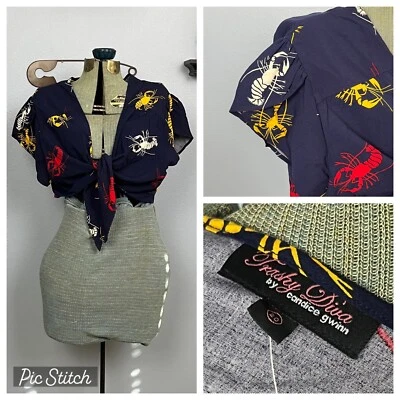 Новый с Ярлыками Trashy Diva раков лепесток галстук укороченный верх, размер 20, ретро новинка печати - Изображение 1 из 4