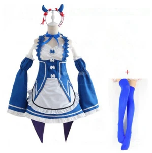 Re:Zero Kara Hajimeru Isekai Seikatsu Twins Ram/Rem Cosplay Maid Dress+Headwear - Picture 1 of 9
