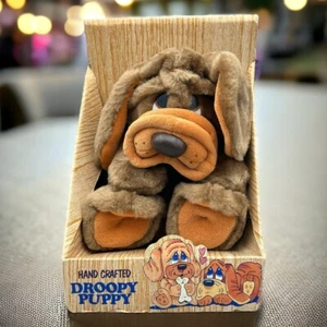 Vtg Dan Dee Droopy Puppy Dog Hound Stuffed Animal Plush In Box 1986 Brown Orange - Picture 1 of 13